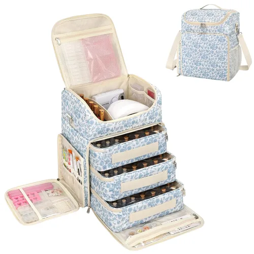 Vista 12 de CUBETASTIC Estuche organizador de esmalte de uñas extra grande con capacidad para 86 a 100+ botellas de esmalte de uñas y lámpara de uñas, bolsa
