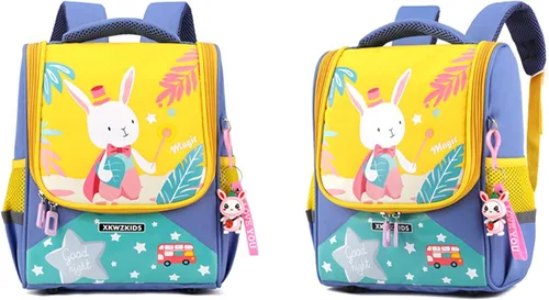 Vista 3 de JiaYou Unisex preescolar Mochila Kindergarten Bolsa de dibujos animados Niñas Niños Daypack Amarillo Yellow Rabbit