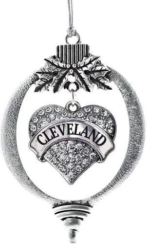Vista 235 de Inspired Silver Adornos festivos de dije de corazón pave de plata con circonitas cúbicas