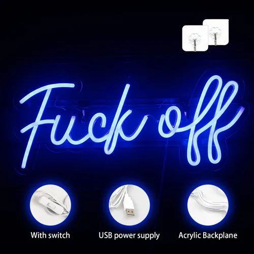 Vista 4 de Lucunstar Letrero de neón para decoración de pared, luces LED azules para decoración de pared, letreros de neón regulables, funciona