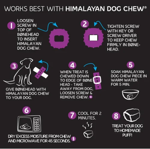 Vista 2 de Himalayan Dog Chew Bonehead - Soporte para masticar para perros pequeños, asegura los masticables de yak y palitos de matón, soporte de nailon
