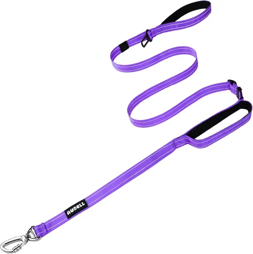 Vista 8 de AUBELL Correa táctica de doble asa resistente para perros pequeños, medianos y grandes, correa de nailon ajustable reflectante que tira con cinturón