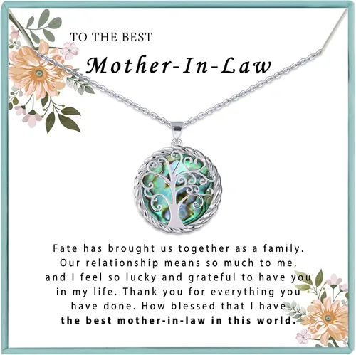 Vista 10 de SmileBelle Tree of Life Necklace as Birthday Gifts for Mom Grandma, Mom Gifts for Stepmom as Bonus Mom Gifts From Daughter, Silver Mother in Law