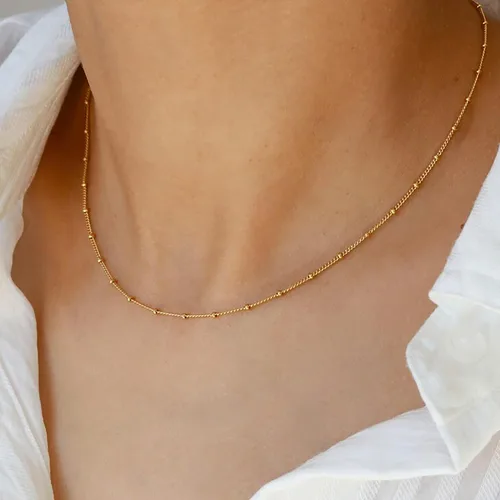 Vista 4 de M MOOHAM Collares de oro para mujer a la moda, collar con colgante personalizado, cadena de satélite delicada Collar chapado en oro de 16 quilates