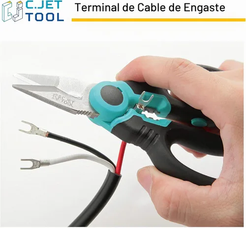 Vista 8 de C.JET TOOL Tijeras de electricista de acero inoxidable de 6 pulgadas para cable blando de cobre de aluminio (turquesa)