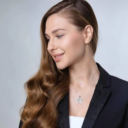 Vista 7 de Marina Meiri Joyería - Collar de cadena de plata de ley 925 real con dije clásico de ficha judía grande, cadena de caja de 24 pulgadas