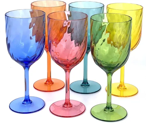 Vista 14 de Yalin Juego de 6 vasos apilables irrompibles de plástico acrílico para vino y agua de 12 onzas (azul, 12 onzas)