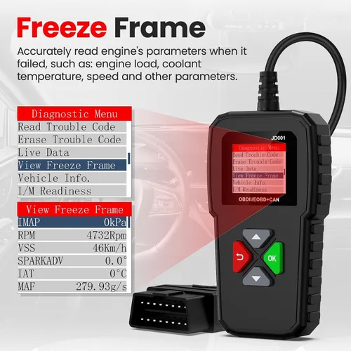 Vista 3 de Lector de códigos de coche OBD2 escáner, leer y borrar códigos de falla, herramienta de escaneo de diagnóstico CAN automotriz para todos