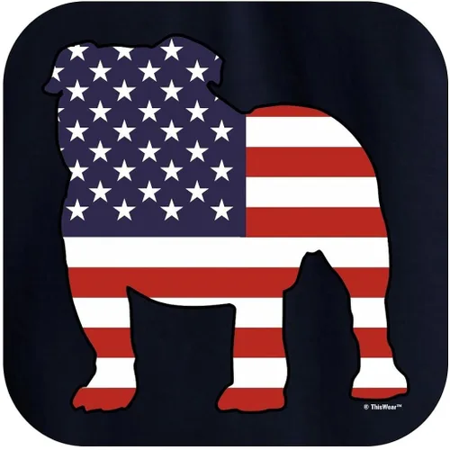 Vista 2 de Sudadera con capucha con diseño de perro patriótico inglés Bulldog bandera americana Premium