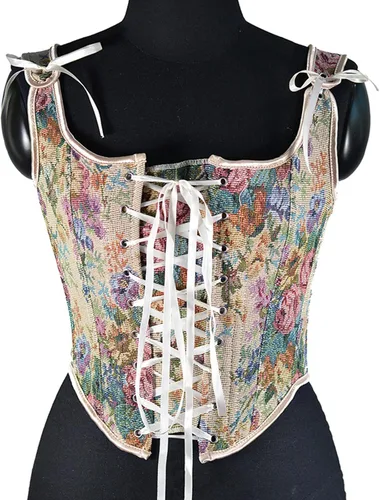 Vista 8 de Corsé con realce para mujer, estilo victoriano, cinturón steampunk, pirata, renacentista, corsé con correas