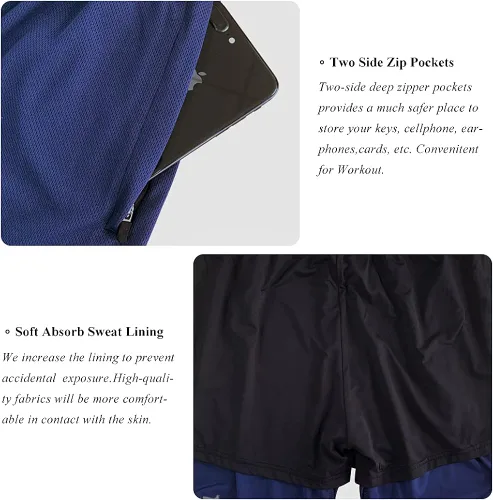 Vista 6 de Wangdo Pantalones cortos de entrenamiento para hombre de 7 pulgadas, pantalones cortos deportivos para bicicleta, pantalones cortos de gimnasio