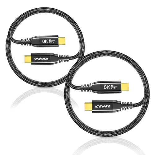 Vista 27 de ZeroneTeck Cable USB C de 40Gbps para Thunderbolt 4 de 0.5 pies, 6 pulgadas, transferencia de datos de 40Gbps, [8K@60Hz/Dual 4K@60Hz] Cable corto