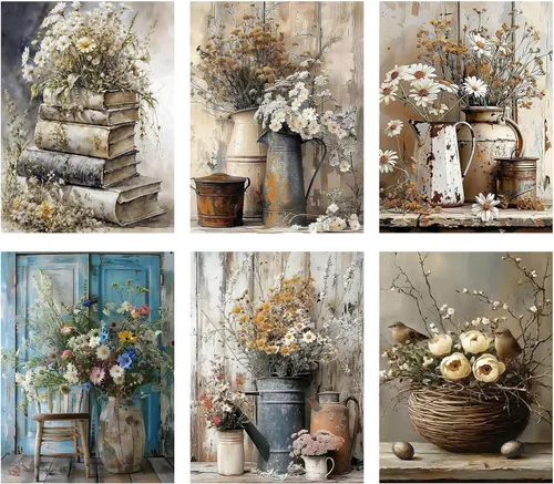 Vista 11 de Paquete de 6 kits de pintura de diamantes de animales para adultos, kits de arte de diamantes para adultos, kits de pintura de diamante 5D