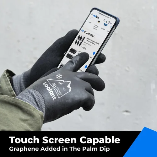 Vista 5 de Guantes de trabajo de invierno impermeables para hombres y mujeres, pantalla táctil, guantes para congelador, aislados térmicamente, para clima frío