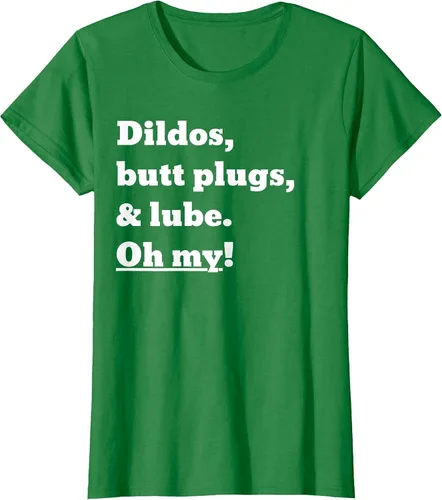 Vista 21 de Consoladores, tapones para los glúteos y lubricante. Camiseta Oh My! Azul bebé