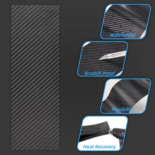 Vista 7 de Lypumso Kit de Envoltura de Vinilo para Emblema de Auto, 6 Piezas de Fibra de Carbono Negro Compatible con Calcomanías de Logo Chevy Bowtie, Corta