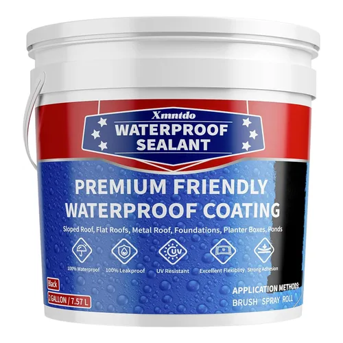 Vista 12 de Pintura de poliuretano impermeable negra, 1 galón, revestimiento sellador impermeable para techos planos y metálicos, fundaciones, concretos