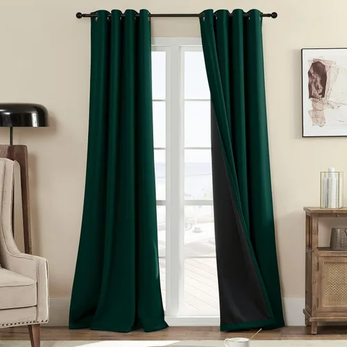 Vista 48 de Rutterllow - Cortinas 100% opacas, paneles de cortina con ojales, aislamiento térmico y bloqueo de luz para habitación y sala de estar