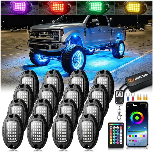 Vista 12 de 8Pods Luces LED RGB de Metal para Rocas con Control Remoto APP/RF, Luces de Resplandor Inferior Multicolor Impermeables para Vehículos con Modo