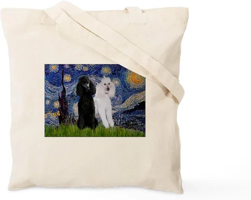 Vista 4 de CafePress The Starry Night by Vincent Van Gogh - Bolsa de lona reutilizable de lona beige, Caqui, S