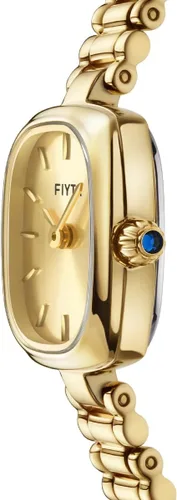 Vista 2 de Reloj dorado pequeño para mujer, caja rectangular vintage, relojes de pulsera de acero inoxidable para mujer