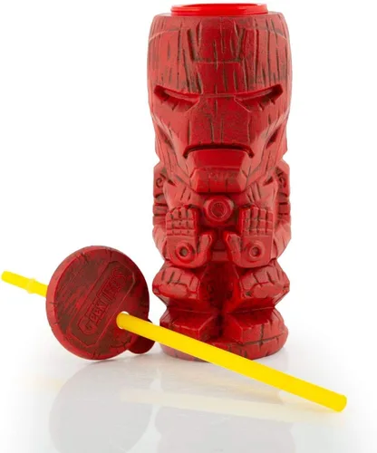 Vista 4 de Geeki Tikis Marvel Iron Man - Vaso de plástico coleccionable oficial de Marvel, estilo Tiki con capacidad para 22 onzas