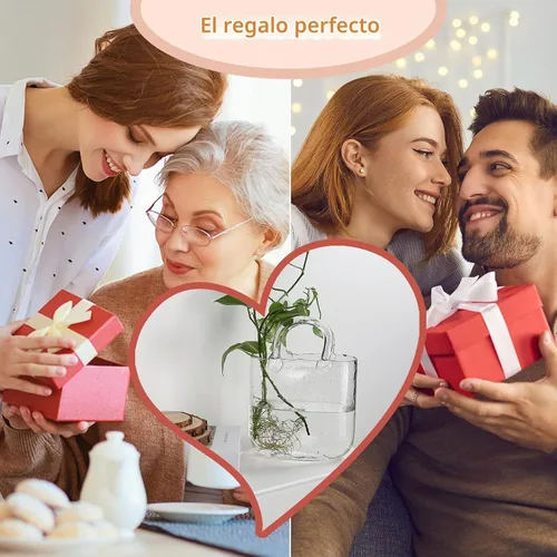 Vista 6 de Jarrón de cristal con asa – Jarrón de vidrio transparente hecho a mano de 10 pulgadas, centro de mesa multifuncional para flores, pecera