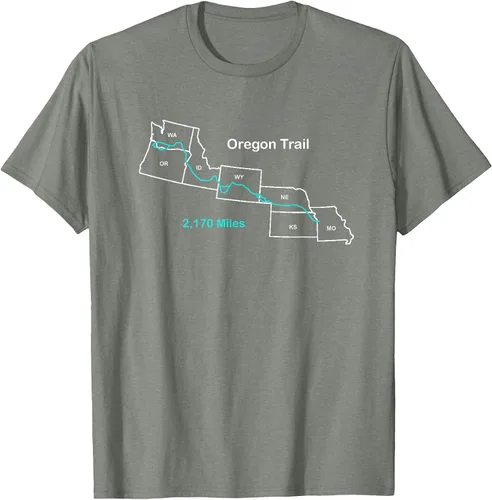 Vista 36 de Route Map of The Oregon National Historic Trail T-Shirt Asphalt Grey