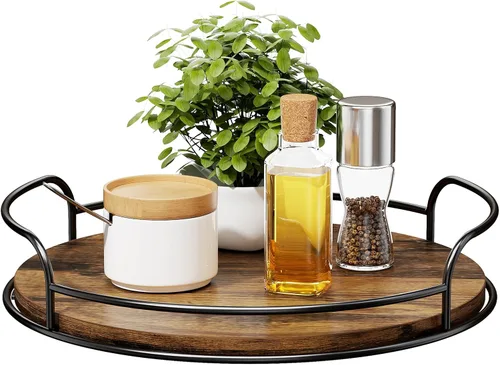 Vista 10 de LAMU Organizador Lazy Susan, Plato Giratorio Lazy Susan de 9 Pulgadas para Gabinete, Superficie de Mesa, Cocina, Encimera, Baño, Despensa