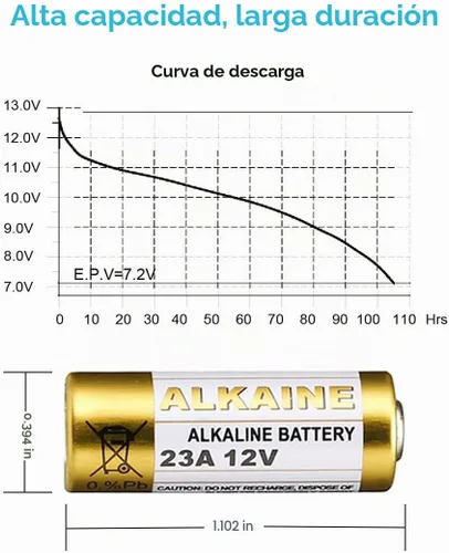 Vista 4 de LiCB Baterías alcalinas A23 12V 23A (paquete de 10)