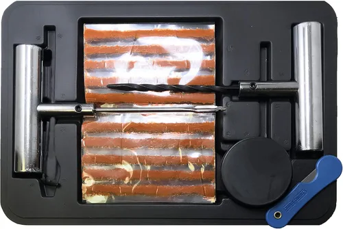 Vista 4 de Kit de tapones para neumáticos de 65 piezas, kit de reparación de neumáticos planos, sonda de enchufe resistente y herramienta de aguja, fijación