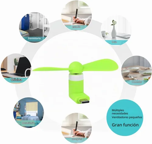 Vista 7 de PCTC 3PCS USB tipo C mini ventilador de teléfono móvil Negro/Blanco/Verde