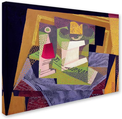 Vista 2 de Composición sobre una mesa 1916 obra de arte de Juan Gris, lienzo para pared, 14 x 19 pulgadas