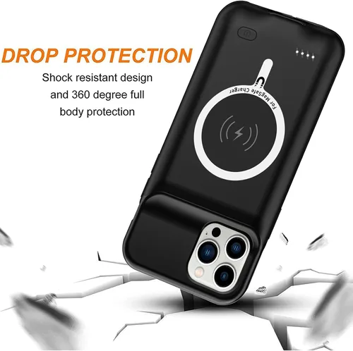 Vista 5 de Funda de batería para iPhone 11 Pro, 10000 mAh de alta capacidad, recargable, portátil, cargador extendido, carga inalámbrica, compatible con iPhone
