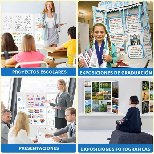 Vista 8 de VinTS 36" x 48" Large Trifold Poster Board,4 Pack White Corrugated Foldable Project Boards for Science Fair, School Projects,Photo Displays