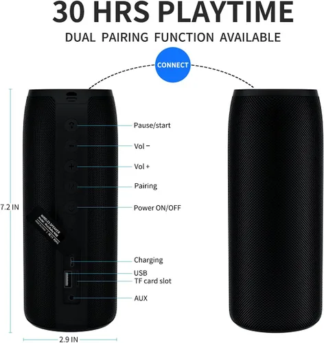 Vista 5 de Altavoz Bluetooth, altavoces Bluetooth MusiBaby M88, altavoz inalámbrico, altavoces Bluetooth inalámbricos, doble emparejamiento, Bluetooth 5.0