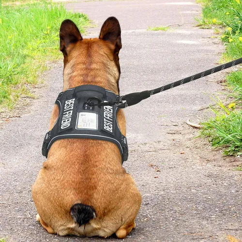Vista 3 de Beebiepet Arnés táctico resistente para perros pequeños, arnés ajustable sin tirones para mascotas, arnés reflectante de servicio de entrenamiento