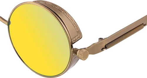 Vista 6 de FEISEDY Gafas de sol retro góticas steampunk marco de metal redondo círculo punk inspirado sombra hombres B1857