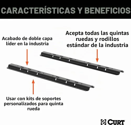 Vista 3 de CURT 16204 Rieles de enganche de 5ª rueda estándar de la industria, negro carburo, 25,000 libras