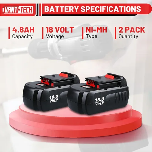 Vista 2 de VANTTECH Paquete de 2 4.8Ah PPSC1815 de repuesto de 18 voltios para cable Porter de 18 V, batería Ni-Mh PCC489N PC18BLEX compatible con cable Porter