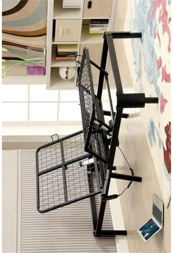 Vista 4 de BOWERY HILL Marco de cama ajustable de metal moderno, tamaño matrimonial/queen, acabado negro, acero de alto carbono, 70.5 pulgadas de largo x 54
