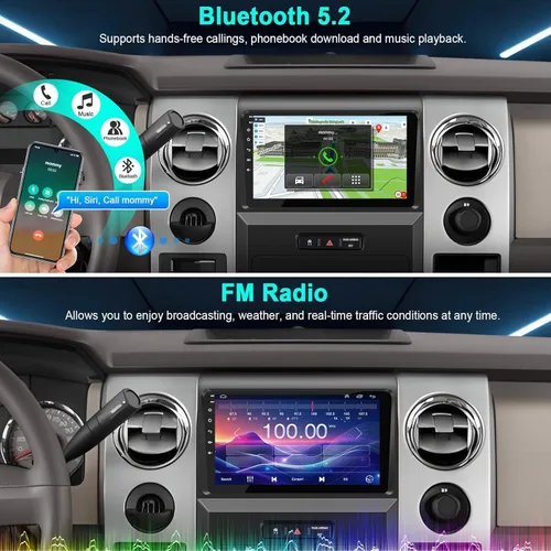 Vista 6 de Para Ford F150 2009-2014 4G+64G Radio de coche de 8 núcleos, pantalla táctil IPS de 9 pulgadas estéreo para coche con Carplay inalámbrico/Android