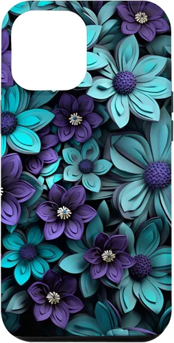 Vista 26 de Purple Flowers Teal Blue Floral Cute Botanical Garden Print Case for iPhone 17
