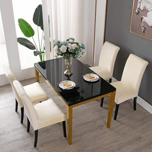 Vista 9 de MIFXIN Fundas para sillas de comedor, paquete de 6 fundas elásticas de terciopelo para sillas de cocina, elásticas, de elastano, lavables, fundas