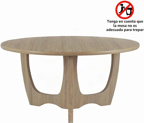 Vista 5 de FINECASA Mesa de centro redonda de madera, patas curvas, muebles, sofá de acento, mesa auxiliar para sala de estar, mesa redonda de madera, 36 x 18
