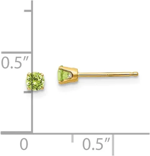 Vista 3 de Pendientes de oro amarillo macizo de 14 k de 0.118in de agostoperidoto verde agosto de 0.118in