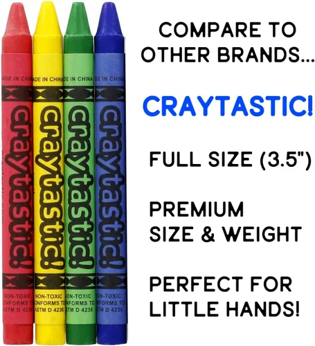 Vista 5 de Craytastic! 48 crayones a granel (12 juegos de 4 paquetes), paquete a granel de crayones para aula, niños, recuerdos de fiesta, paquetes de crayones
