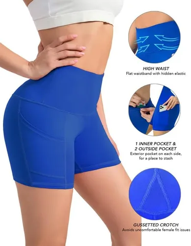 Vista 2 de Leggings con bolsillos para mujer, pantalones de yoga, leggings de entrenamiento de cintura alta y control de abdomen, leggings de compresión