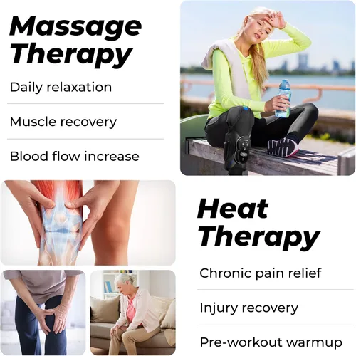 Vista 8 de REATHLETE Masajeador de rodilla Xpress para aliviar el dolor Masajeador de piernas con calor y compresión
