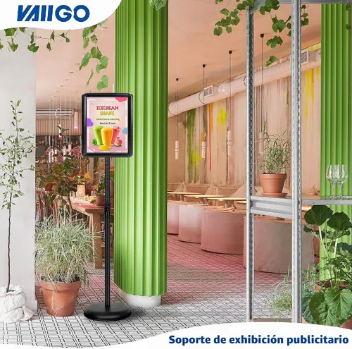 Vista 8 de Soporte ajustable para cartel de póster de pedestal de 8.5x11 pulgadas, soporte de pie de alta resistencia con marco de hebilla de aluminio